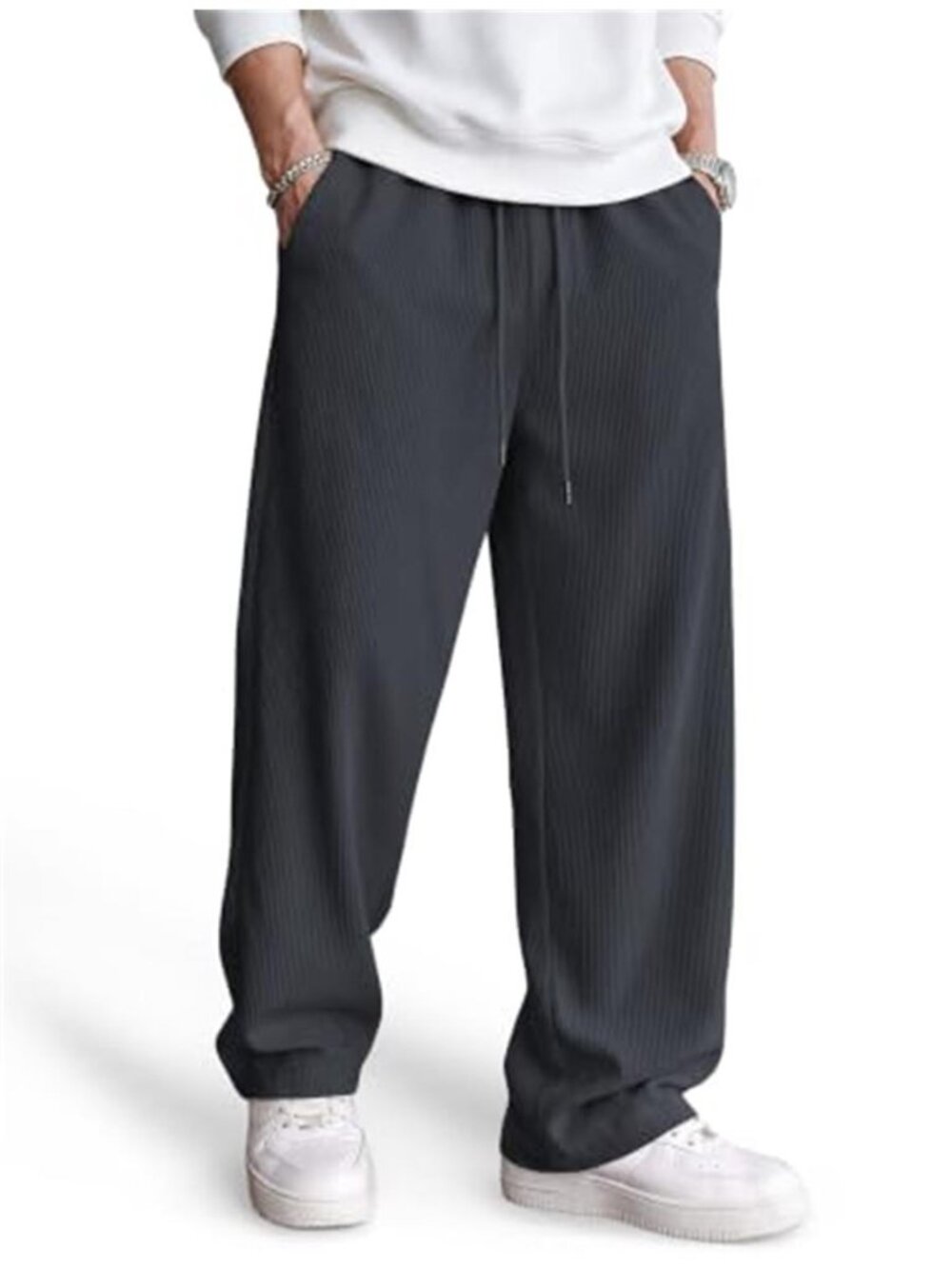 Men's Lightweight Corduroy Pants Relaxed Drawstring Sweatpants